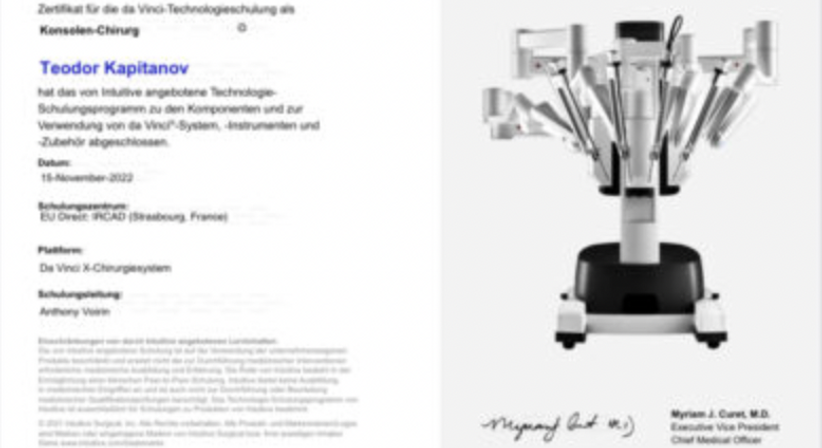 Roboterchirurgie - hightech unterstützte minimal-invasive Chirurgie mit dem DaVinci System - OA Dr. Teodor Kapitanov, FEBS - AWS - Allgemeinchirurg/Viszeralchirurg Wien 1060