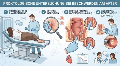 Proktologische Untersuchung bei Beschwerden am After