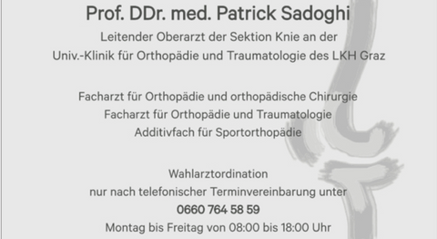 Prof. Dr. Dr. med. Patrick Sadoghi - Orthopäde Graz 8010